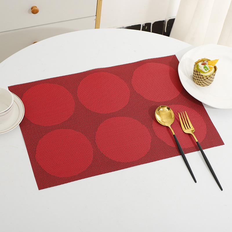 厂家直销六圆PVC编织餐垫PVC编织图案餐垫防水防油涤纶餐厅餐桌垫详情4
