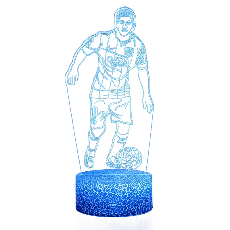 3D LED настольная лампа (Zuoba), футбольная акриловая панель, сенсорная/пульт дистанционного, многоцветные основания серии ZB‑