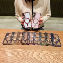 适用三星A17电镀手机壳S25ultra透明磁吸s24u镜头膜a56全包S23U