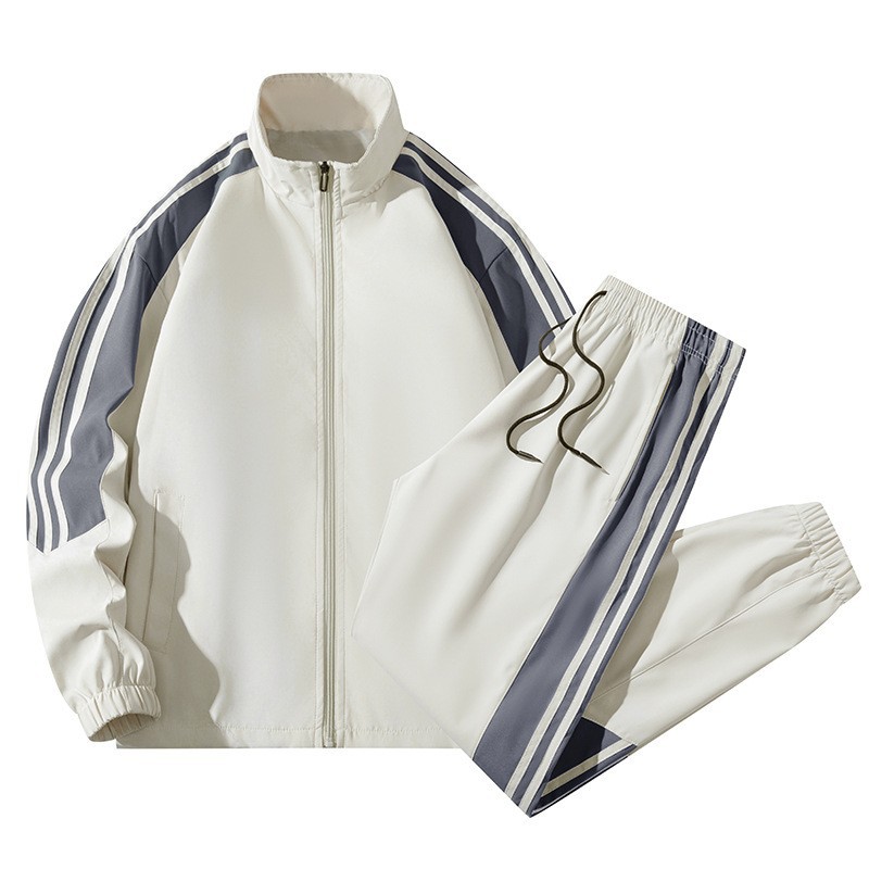 Primavera y otoño transfronterizos tres barras set de ropa deportiva para hombres chaqueta casual moda moda universal suelta personalizada dos piezas set