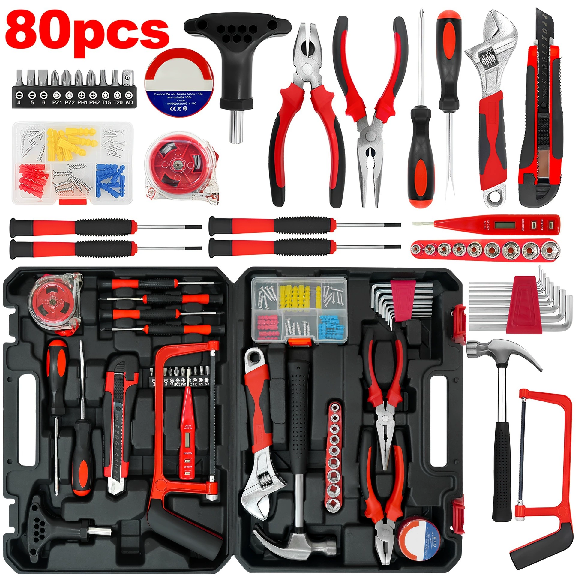 2025 новый набор инструментов для ремонта из 80 предметов для дома и автомобиля, набор инструментов для ремонта автомобилей