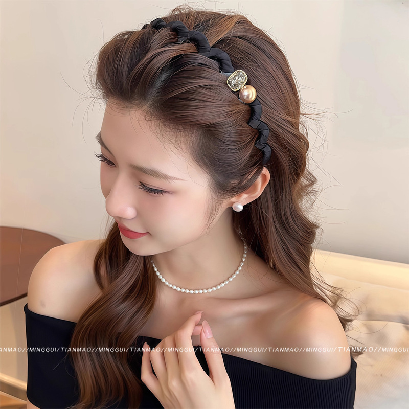 波浪发箍女2025新款洗脸专用高颅顶头箍带齿防滑压发发卡气质头饰|undefined