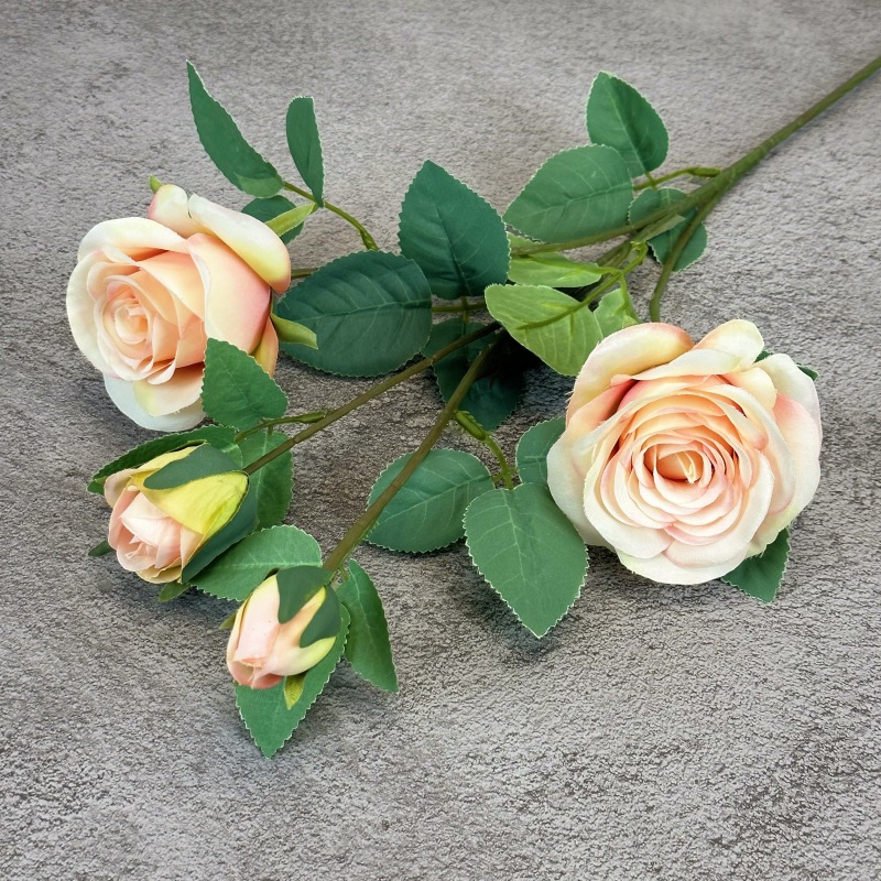 Arreglo Floral Artificial de Rosas de 4 Cabezas para Decoración de Bodas, Hoteles y Hogares, Decoración de Habitaciones de Boda, Flores de Seda, Flores Artificiales al por Mayor