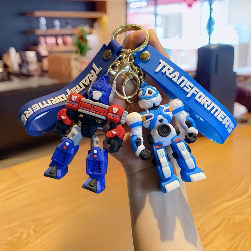 Transformers Cartoon Keychain Optimus Prime Bumblebee Doll Boy School Bag Pendant Car Key Chain Accessories