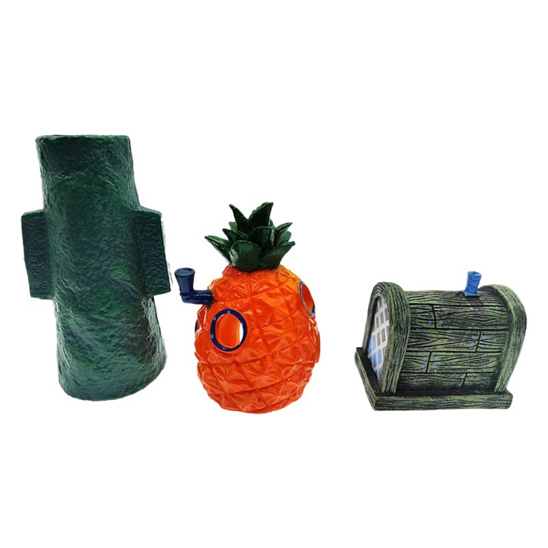 Decoración para Pecera, Casa de Piña, Escondite para Peces, Paquete de Decoración de Pecera de Bob Esponja, Adornos para Pecera, Resistentes a Roturas