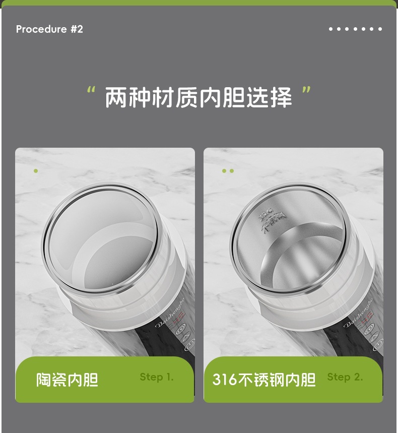 New portable car blender cup, suitable for home and car use, small electric kettle for trucks, low-power electric heating cup, quick-heating and insulated cup