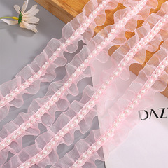 Small Fragrance Wave Lace Pearl Edge Handmade DIY Clothing Skirt Edge Home Textiles Accessory Supplementary Small Lace Wholesale