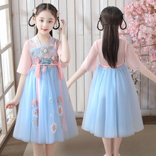 儿童汉服裙夏季女童连衣裙中国风古装超仙小女孩洋气公主裙演出服