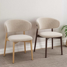 家用餐椅棉麻布艺软坐垫靠背椅实木椅子咖啡厅民宿书房椅餐桌