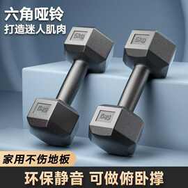 跨境外贸迅迈峰哑铃男士健身家用器材女士5/10KG一对六角黑色环保