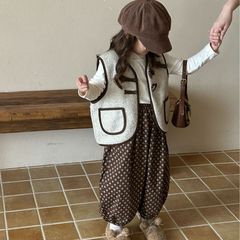 2023秋冬新款童裝 韓版童裝 女童復古盤扣羊羔毛馬甲 秋冬馬甲