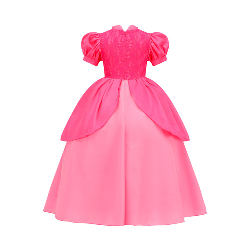 Girls cosplay Princess Pinkie Dress Waist Puff Dress Puff Sleeve Children's Dress Halloween Costume