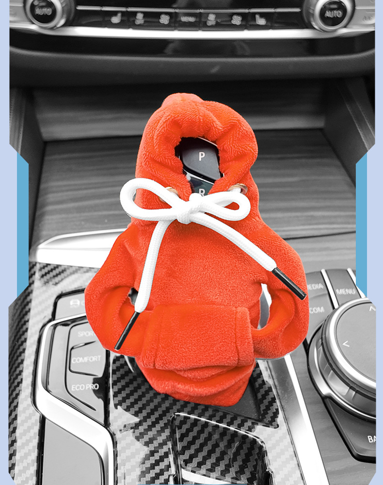 Winter Plush Sweatshirt Car Gear Handle Cover Gear Lever Cover Gear Protection Cover Hooded Clothes Shift Lever