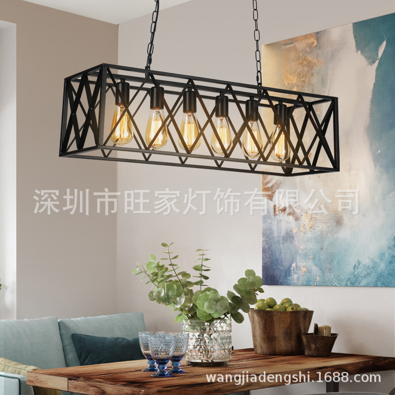 Industrial Style Chandelier Creative Personality Restaurant Bar Hot Pot Barbecue Shop Iron Retro American Cashier Bar Table Lamp