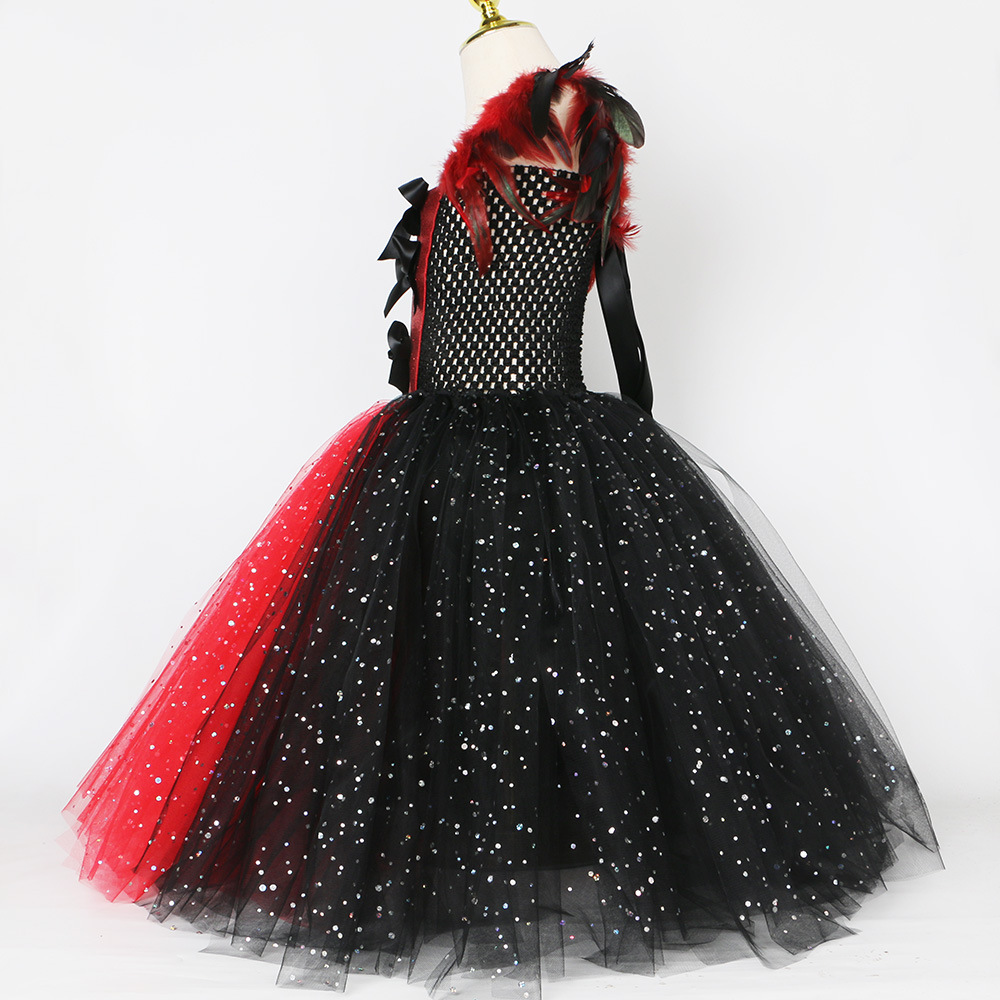 Abbigliamento per bambini Vestito da vampiro e zombie per bambini Costume da cosplay di Halloween per ragazze Vestito da tutù in tulle a rete_voghion.com