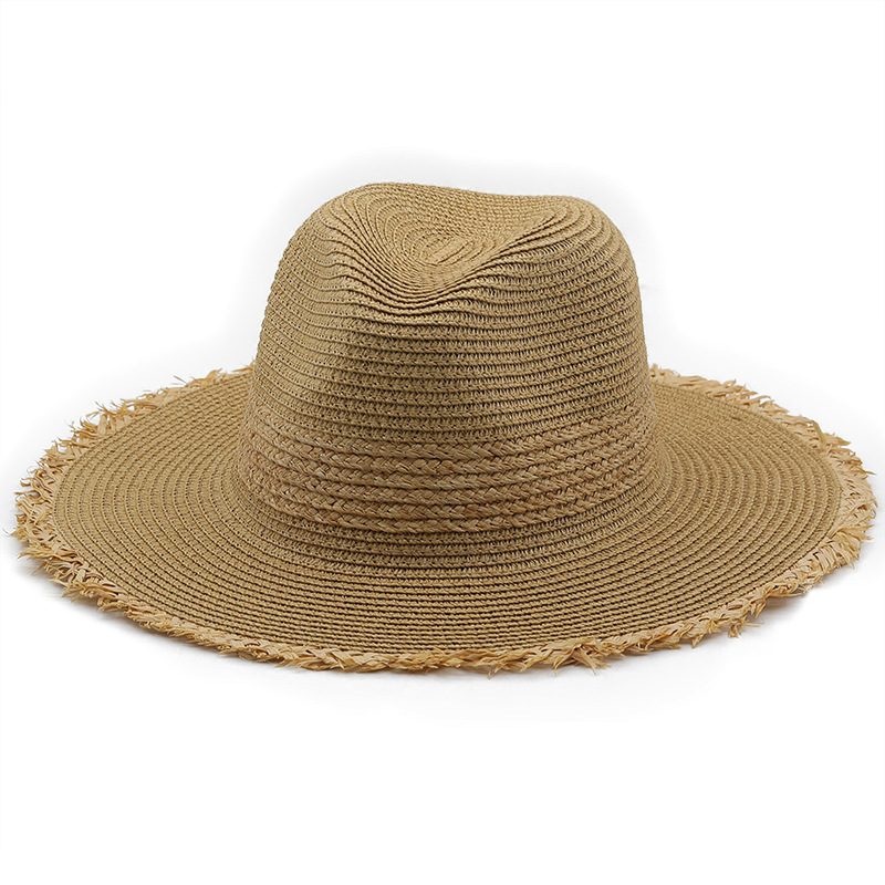 Fashion Women's Summer Retro Color Matching Straw Hat Raw Edge display picture 2