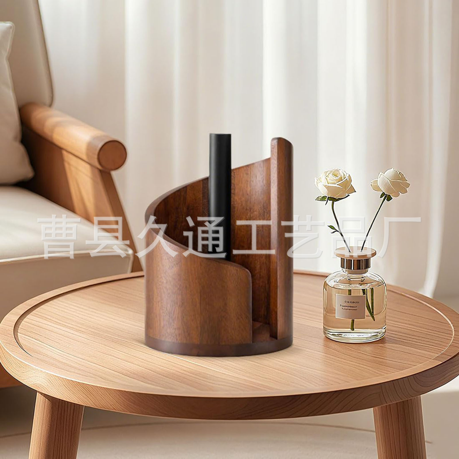 Rack de toallas de madera, estante de almacenamiento de papel de rollo doméstico, estante de acabado, estante de toallas de escritorio, estante de toallas de comedor