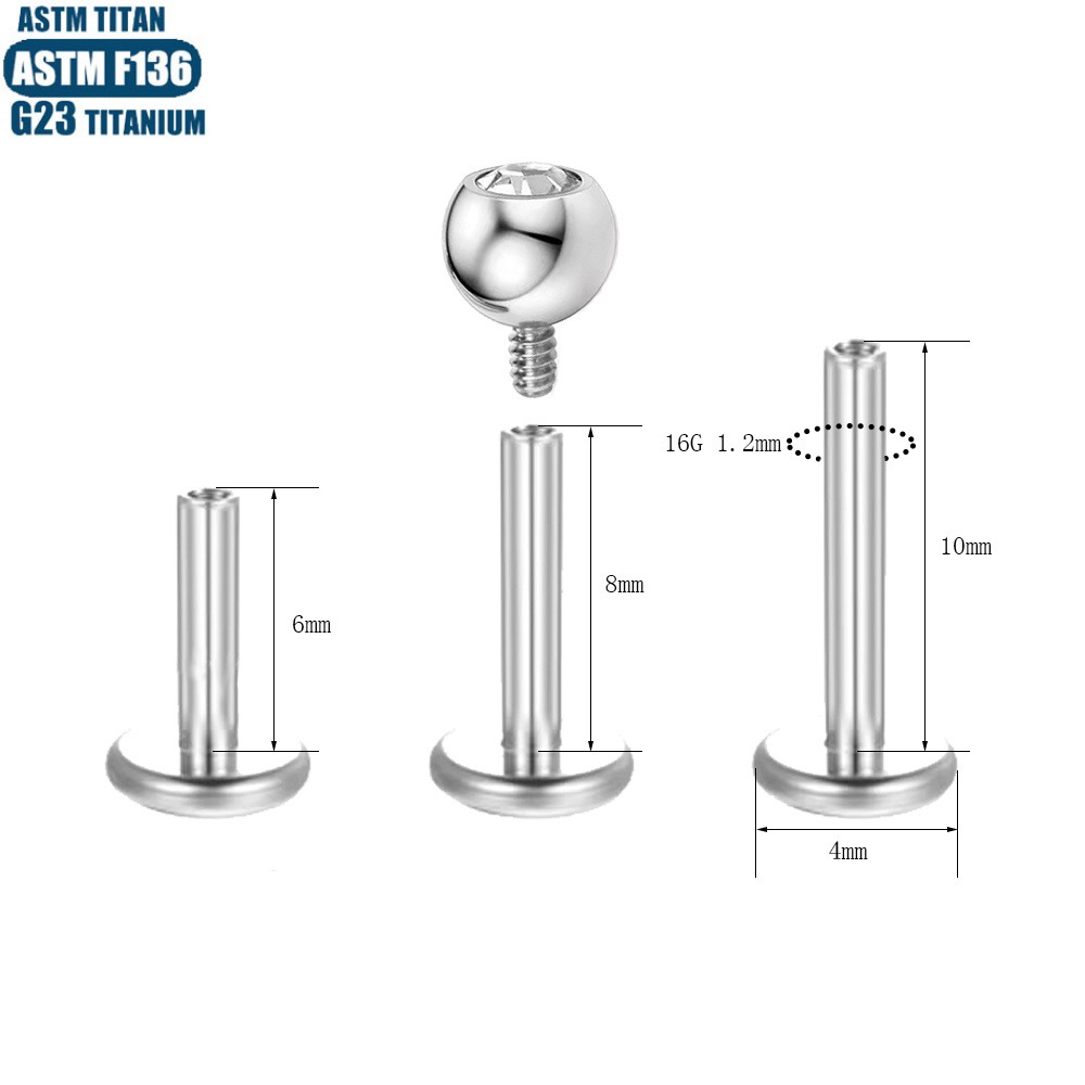 Silver pointed spike labret stud material detail