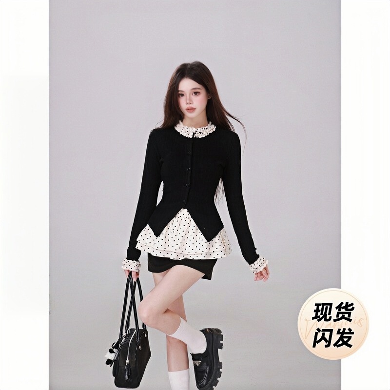 Illustrated Wahju Holiday Date Style Slim Fashion Women's Knit Sweater Winter Irregular Design Top