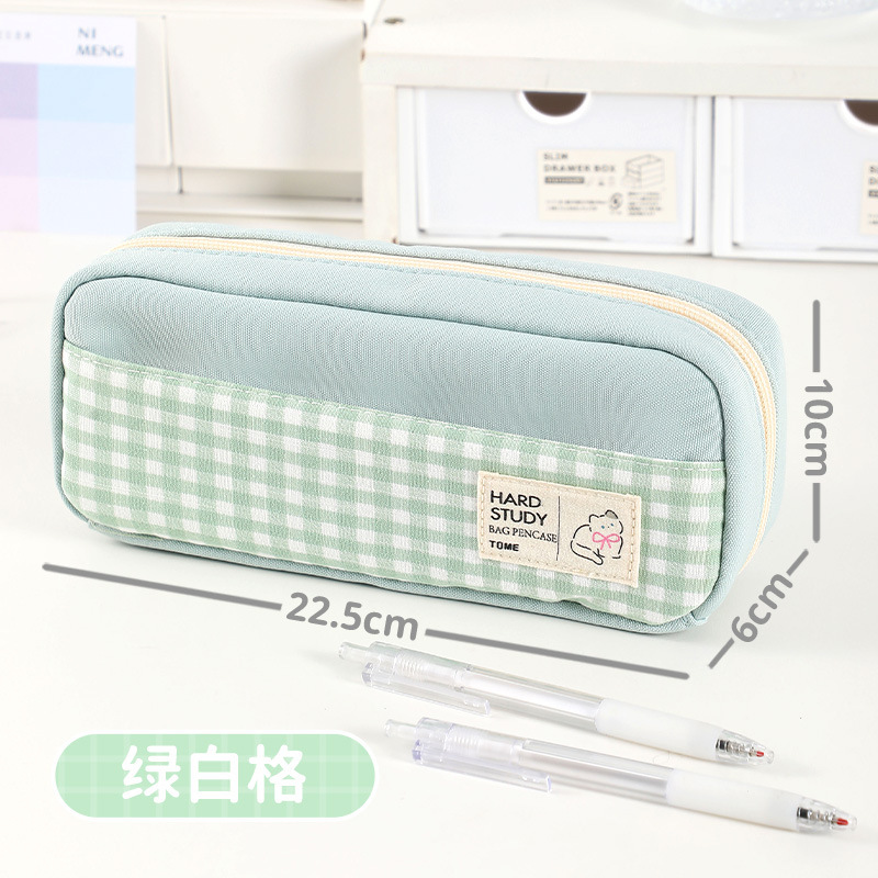 TOME チェック柄シリーズ 女の子筆袋 小学生 中学生 文具バッグ かわいい鉛筆バッグ卸売|undefined
