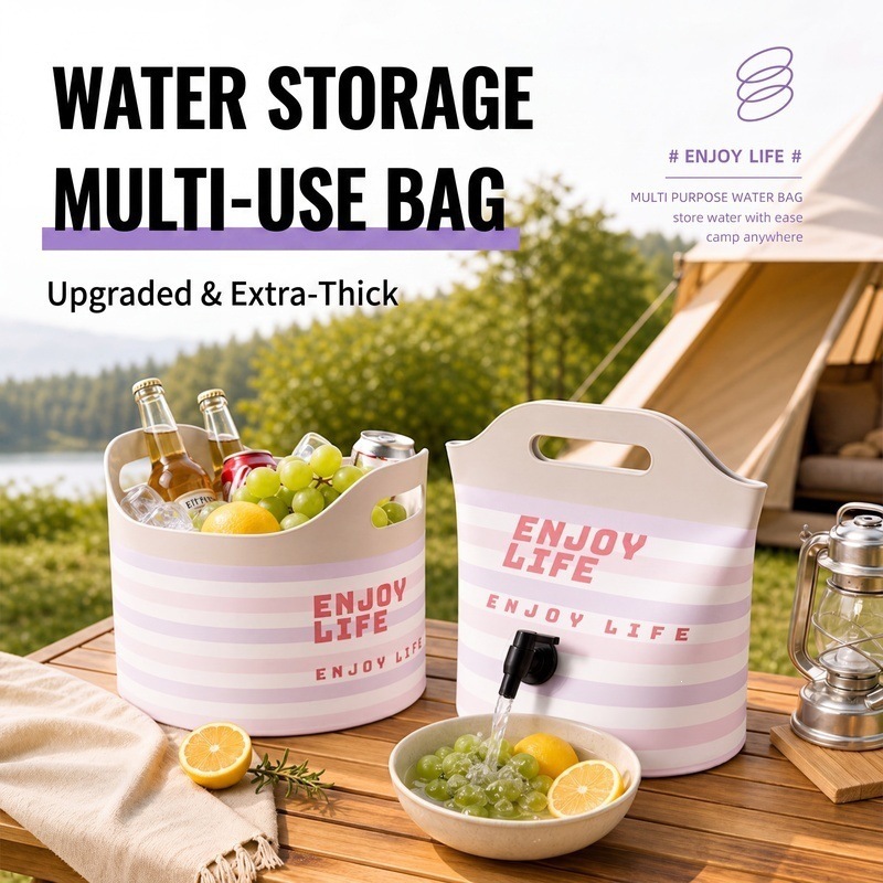 Outdoor Portable Water Bucket with Faucet, Large Capacity Water Storage Bag, Fruit Bucket for Picnic, Camping, and Home Use, Ice Bucket