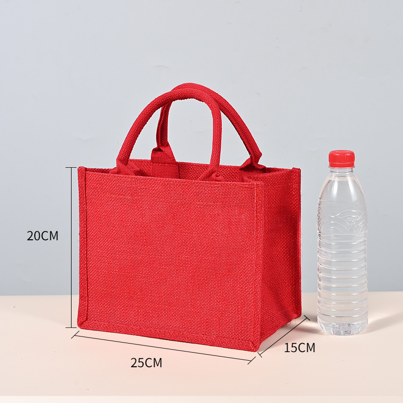 20 * 25 * 15 bolsas de lino rojo de ángulo recto portátiles
