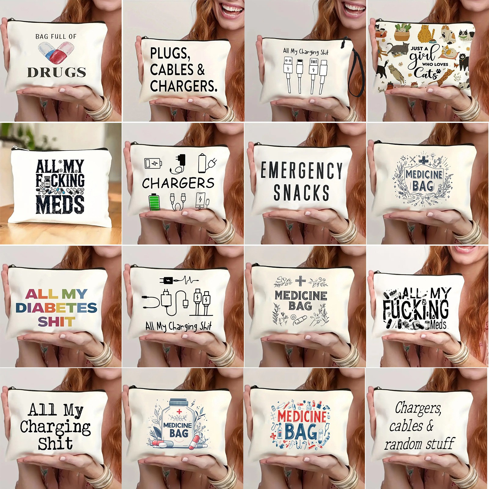 Cross-border Amazon Christmas Waterproof Linen Makeup Bag Portable Travel Toiletry Bag Pencil Case Stationery Zipper Bag Wholesale