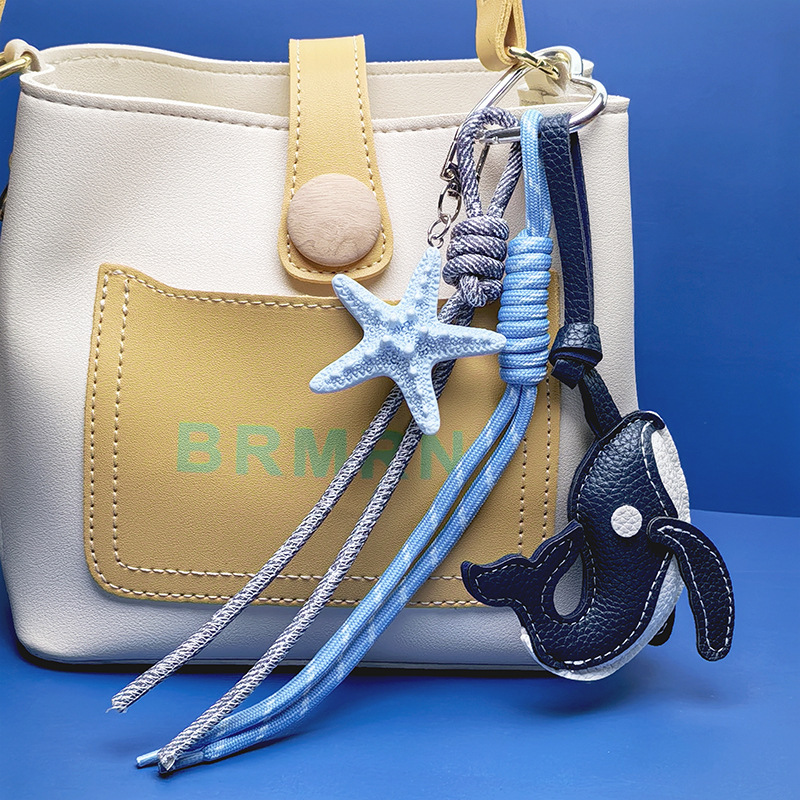 New Pu Whale Bag Pendant Leather Cartoon Dolphin Whale Small Starfish Key Chain Bag Pendant Miu Series New Pu Whale Bag Pendant Leather Cartoon Dolphin Whale Small Starfish Key Chain Bag Pendant Miu Series