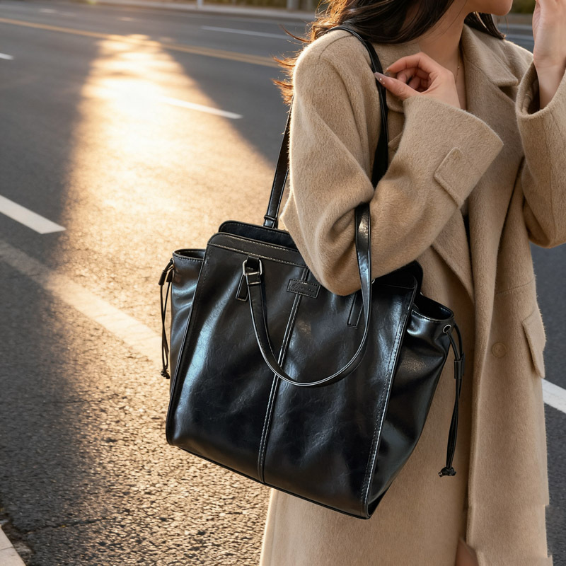 Bolsa de mano de cera de alta calidad de piel de aceite para mujeres 2025 nuevo retro multifuncional bolso de hombro de gran capacidad bolso de viaje