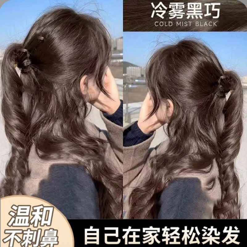 Douyin ココナッツデュー シャンパン染毛剤クリーム 2025 人気カラー コールドミスト ブラックチョコレート ホワイトニング 植物 ピュアミルクティー グレーブラウン 家庭用|undefined