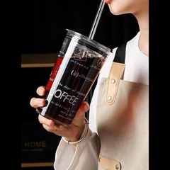 大容量吸管杯大人網紅咖啡杯ins風少女心家用奶茶杯耐熱玻璃杯子