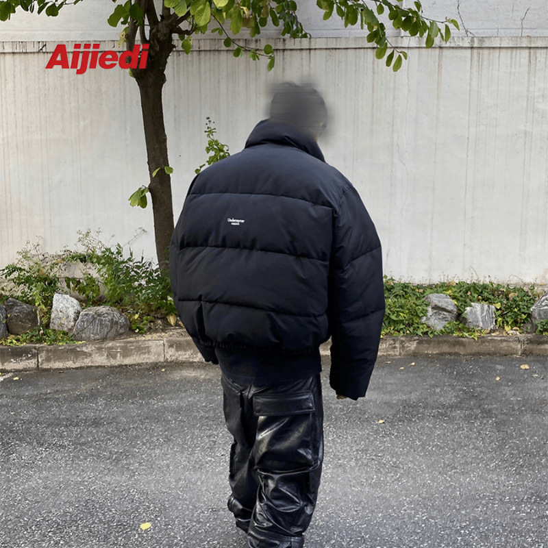 U男女宽松刺绣ca立领my加厚百搭高街棉外套r小标拉链面包服ernd
