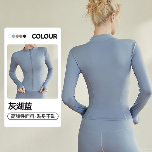 INS Cross-Border Spring/Summer New Arrival: European & American Style Tight-Fitting Fitness Top for Running, Training, and Professional Quick-Drying Outdoor Sports Coats
