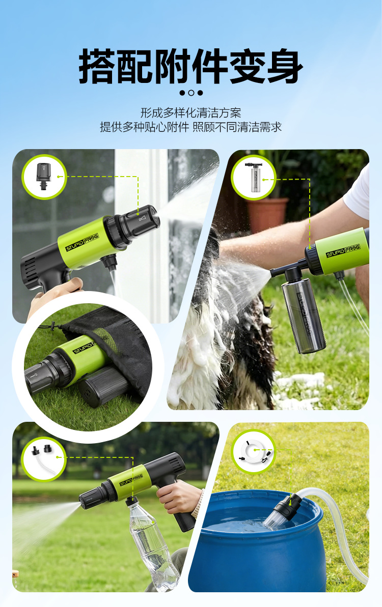 2026 New Model Foldable Wireless Car Washing Machine Mini High-Pressure Water Gun Large Flow Portable Cleaning Machine Lcd Digital Display