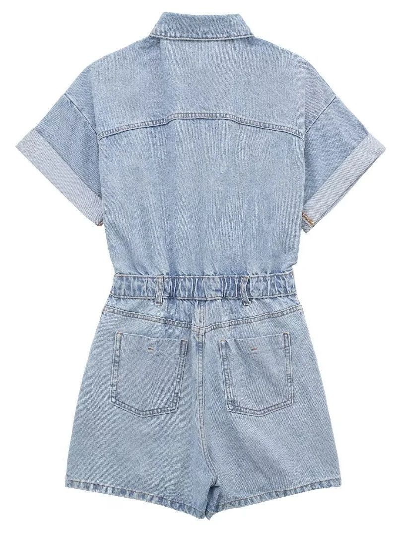 AliExpress y2g transfronterizo europeo y americano ins Red estilo rojo retro Denim mono pantalones cortos de una pieza 9MS575