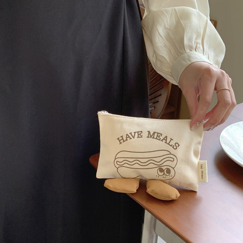 Cute Food Doll Coin Purse Bluetooth Headphone Protective Cover Retro Storage Bag Clutch Bag Canvas Clutch