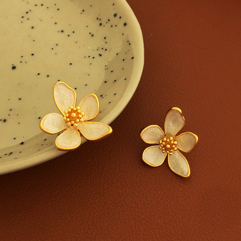 Fairy Style Flower Copper Earrings Plating Copper Earrings