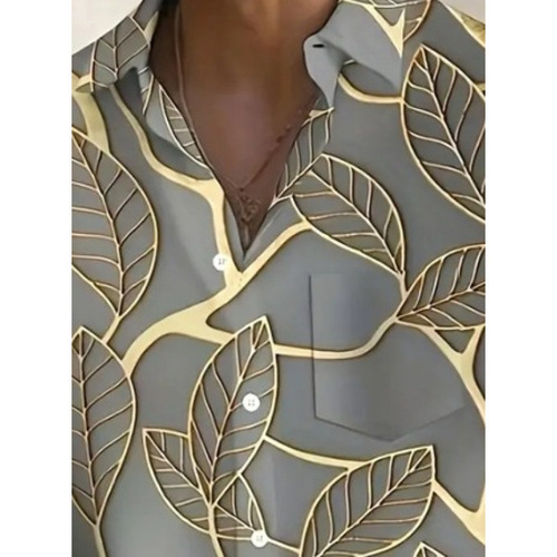 Cross-border independent station new fashion floral shirt summer men's clothing printed stand-up collar short-sleeve shirt Hawaiian shirt
