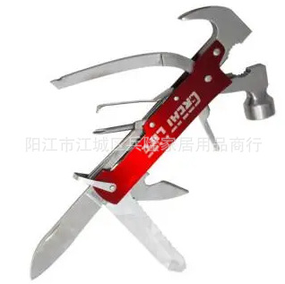 源头厂家不锈钢羊角锤户外野营多用途折叠车载应急组合钢柄多用锤