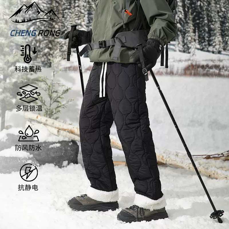 冬季新款潮流重工绗棉葫芦纹工艺直筒裤户外宽松舒适情侣百搭棉裤