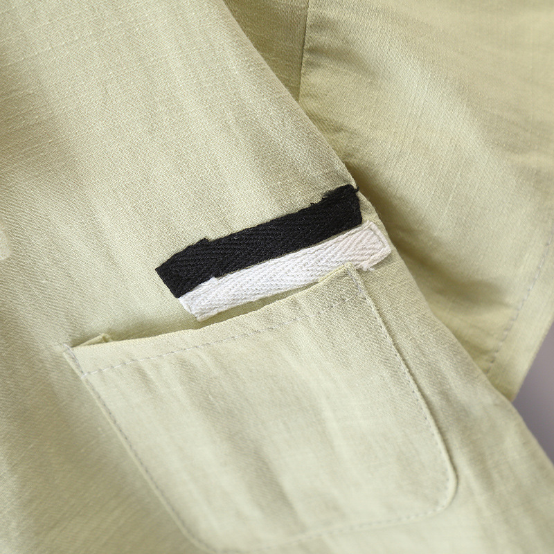 7155 Traje de algodón y lino para niños 2025 verano nuevo estilo camisa de manga corta para niños bebé verano transpirable traje de dos piezas de moda