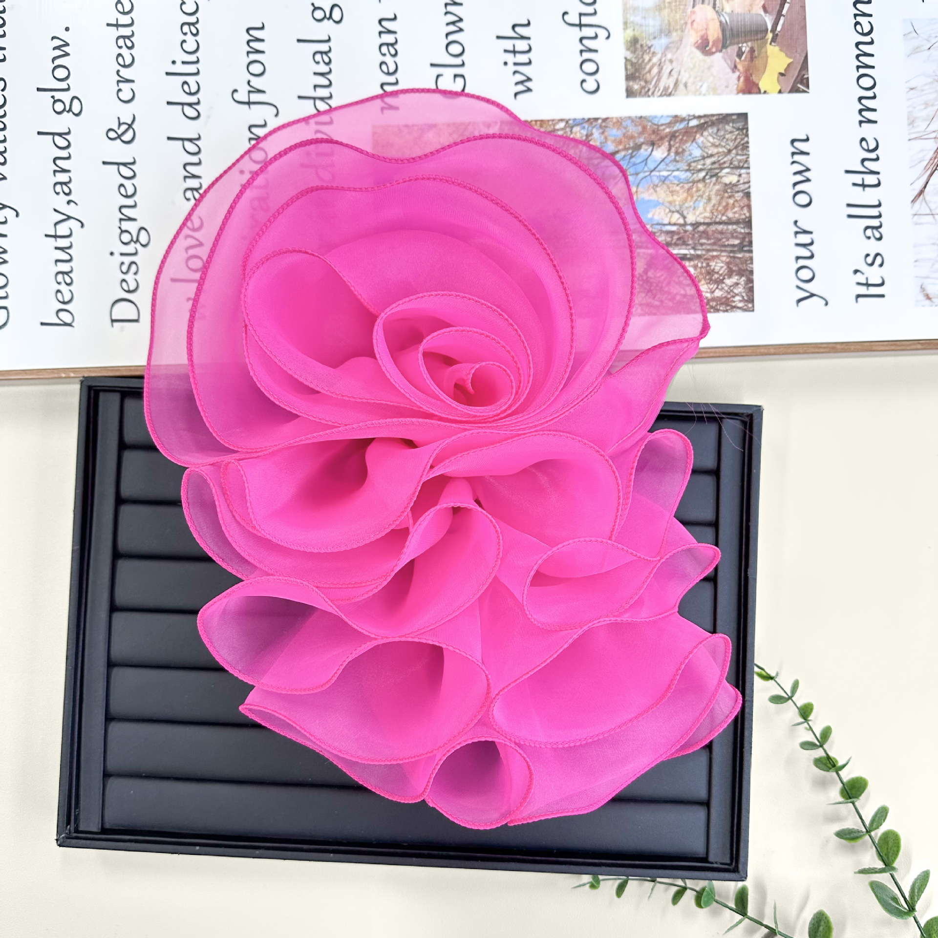 Venta al por mayor de gasa multicapa pliegues tridimensionales flores rosas hilo esponjoso encaje ropa zapatos sombreros bolsos decoración creativa excelente image 13
