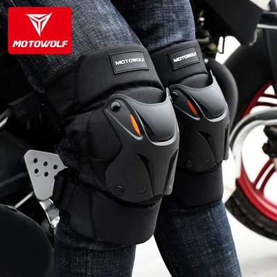 MotoWolf electric motorcycle knee pads, anti-fall leg guards for riding, suitable for all seasons, spring and summer rider protective gear