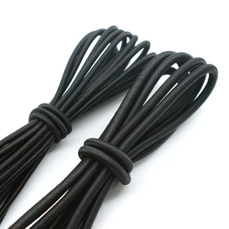 源头工厂 2-8MM黑色圆乳胶弹力绳橡筋蹦床绳运动拉力绳松紧绳辅料
