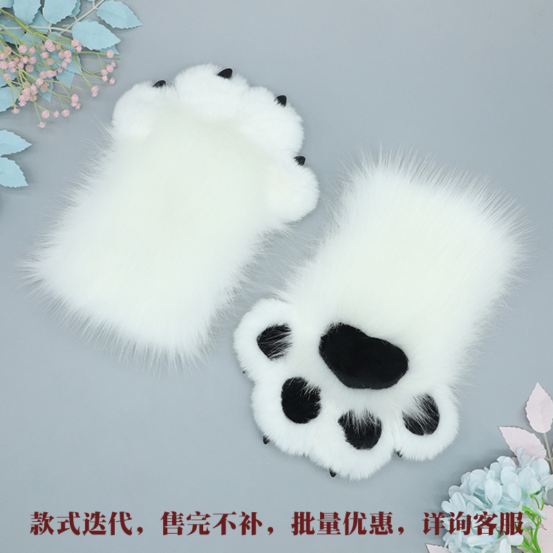 Guantes Sin Dedos de Garra de Gato de Felpa Térmicos para Cosplay y Eventos