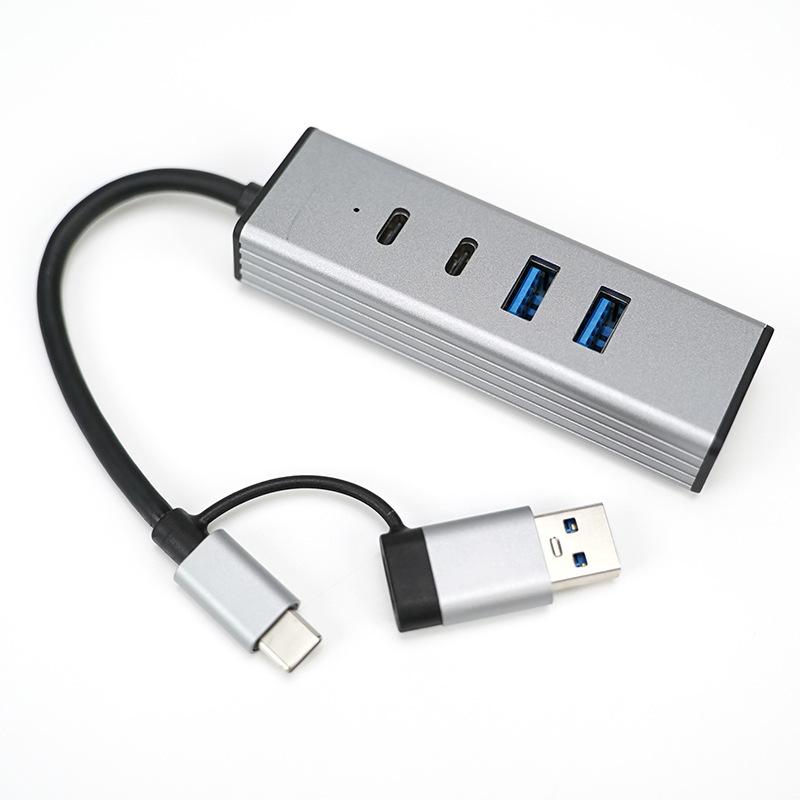 New Computer Hub Two-To-Four Typec Docking Station Smart Docking Station Usb3.2 High-Speed Transmission Splitter