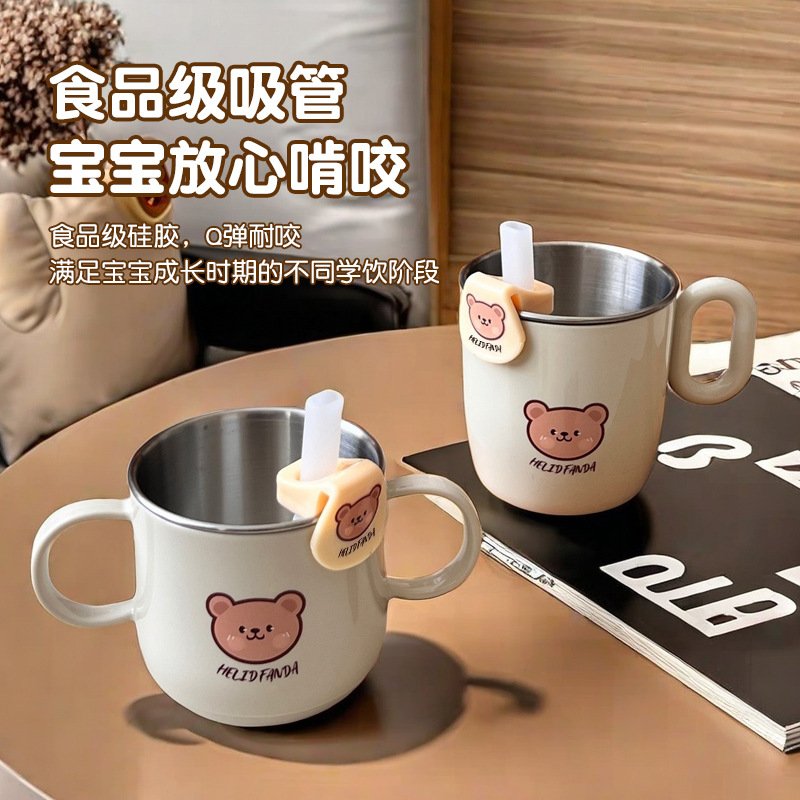 Baby Food Silicone Snap Straw Household Assistant Children's Soup Drinking Artifact High Temperature Adjustable Water Cup Straw