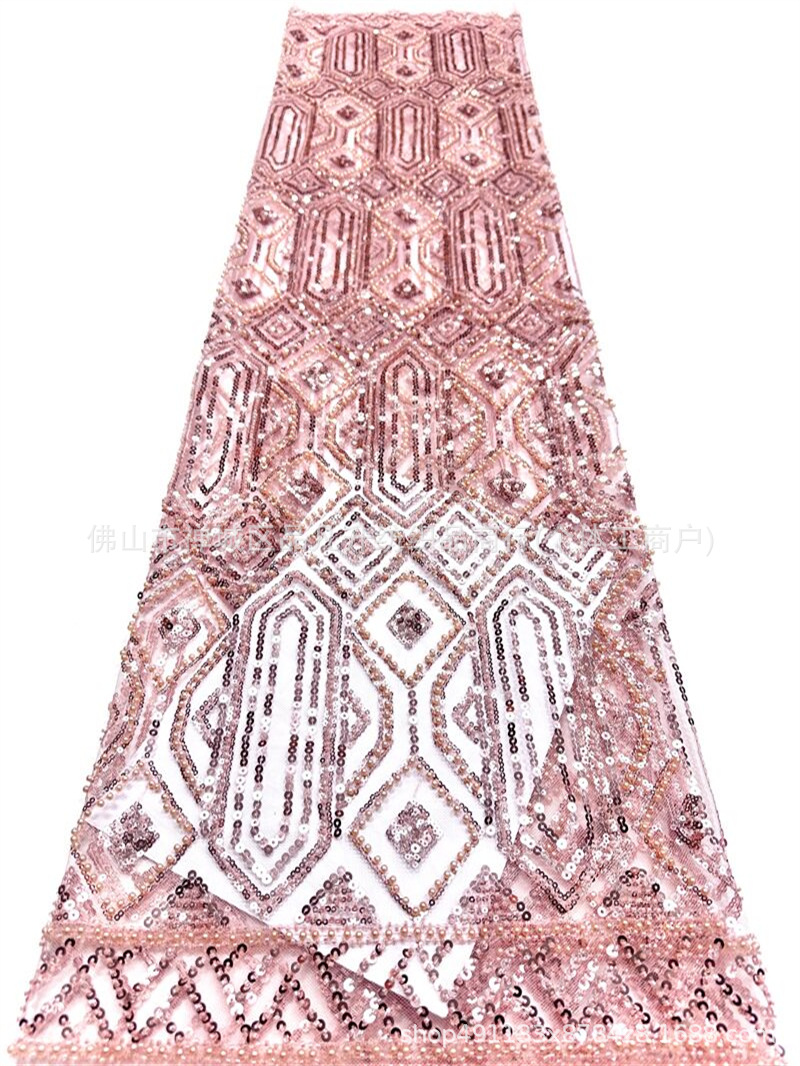 Oriente Medio Gaoding industria pesada bordada tela de brindis ropa de tela fábrica de venta directa de alta gama sequinilla bordada tela