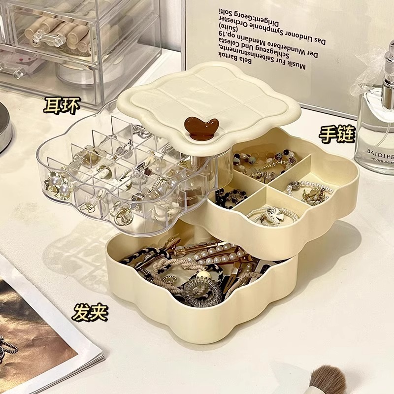 回転ジュエリー収納ケース髪飾りアクセサリーアクセサリーイヤリング箱指輪ネックレスピアスかわいい収納ケース|undefined