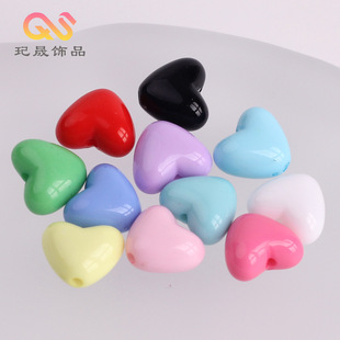 Acrylic Candy Color Perforated Small Love DIY Bright Face Peach Heart Bead Straight Hole Hand String Mobile Phone Chain Jewelry Accessories
